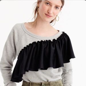 J Crew Grey Ruffle Sweatshirt